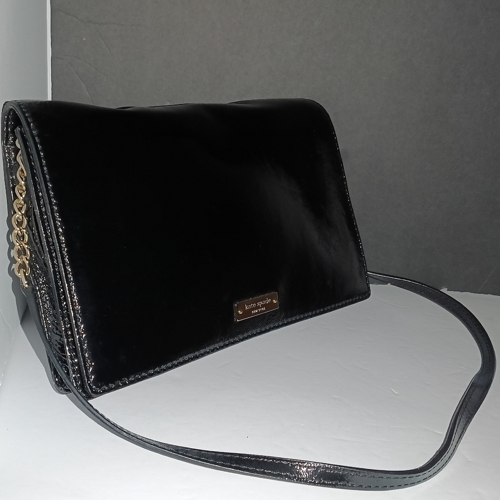 Kate Spade New York Shiny Black Leather Crossbody Purse